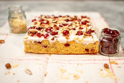 Cherry and Almond tray bake